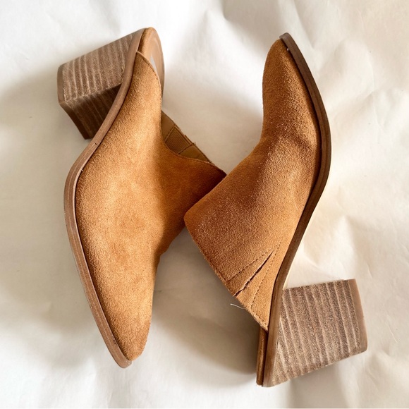 DV by Dolce Vita Women's Size 6.5 Filomina Tan Brown Leather Mules Stacked Heels - Picture 2 of 8
